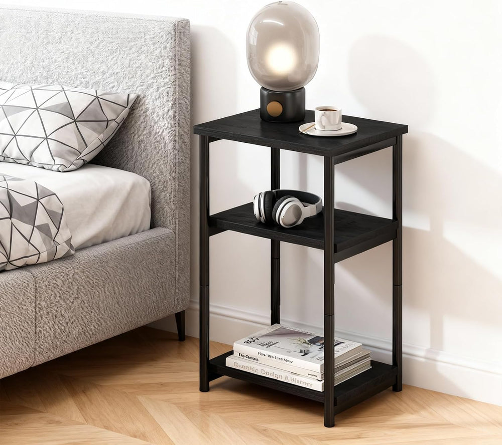GarveeHome Narrow Side Table, Telephone Table, 3 Shelves, Bedside Table, Narr...