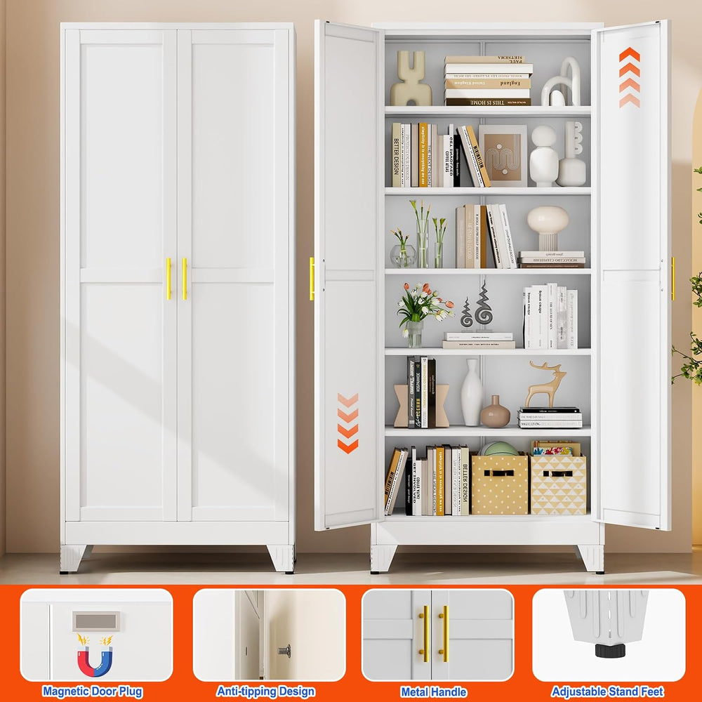 GAIOUS 75''Tall Metal Garage Storage Cabinet,File Cabinet with Door a...