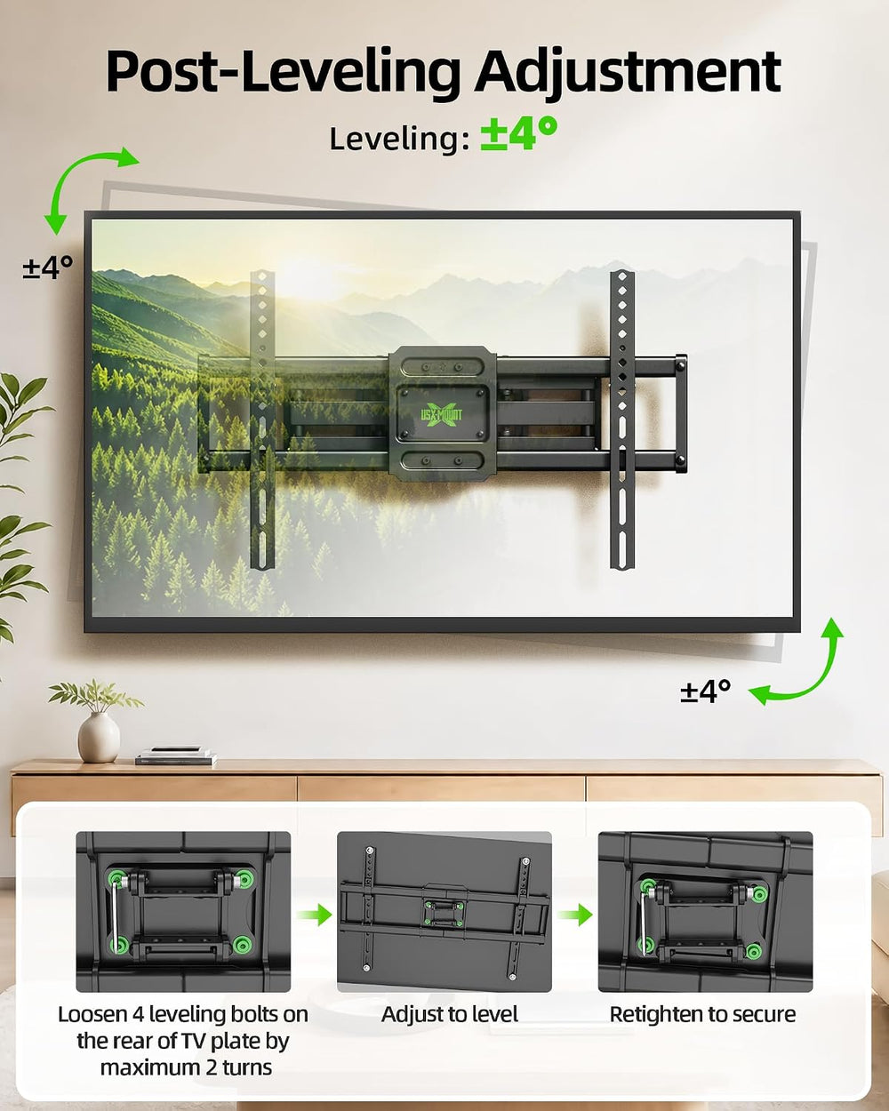 USX MOUNT Full Motion TV Wall Mount for 42-82 Inch TVs up to 120lbs, Wall Mou...
