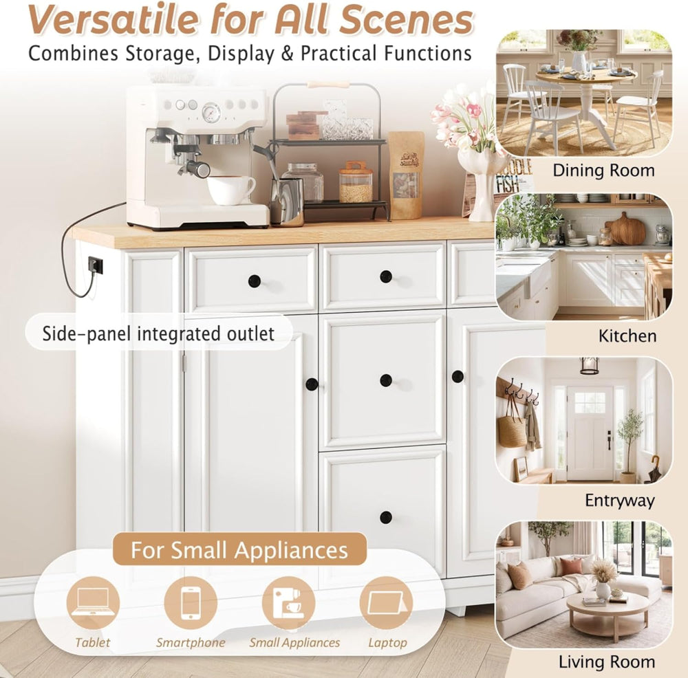 Hassyee Fixed Kitchen Island with Storage Space, Kitchen Console Table with 5...