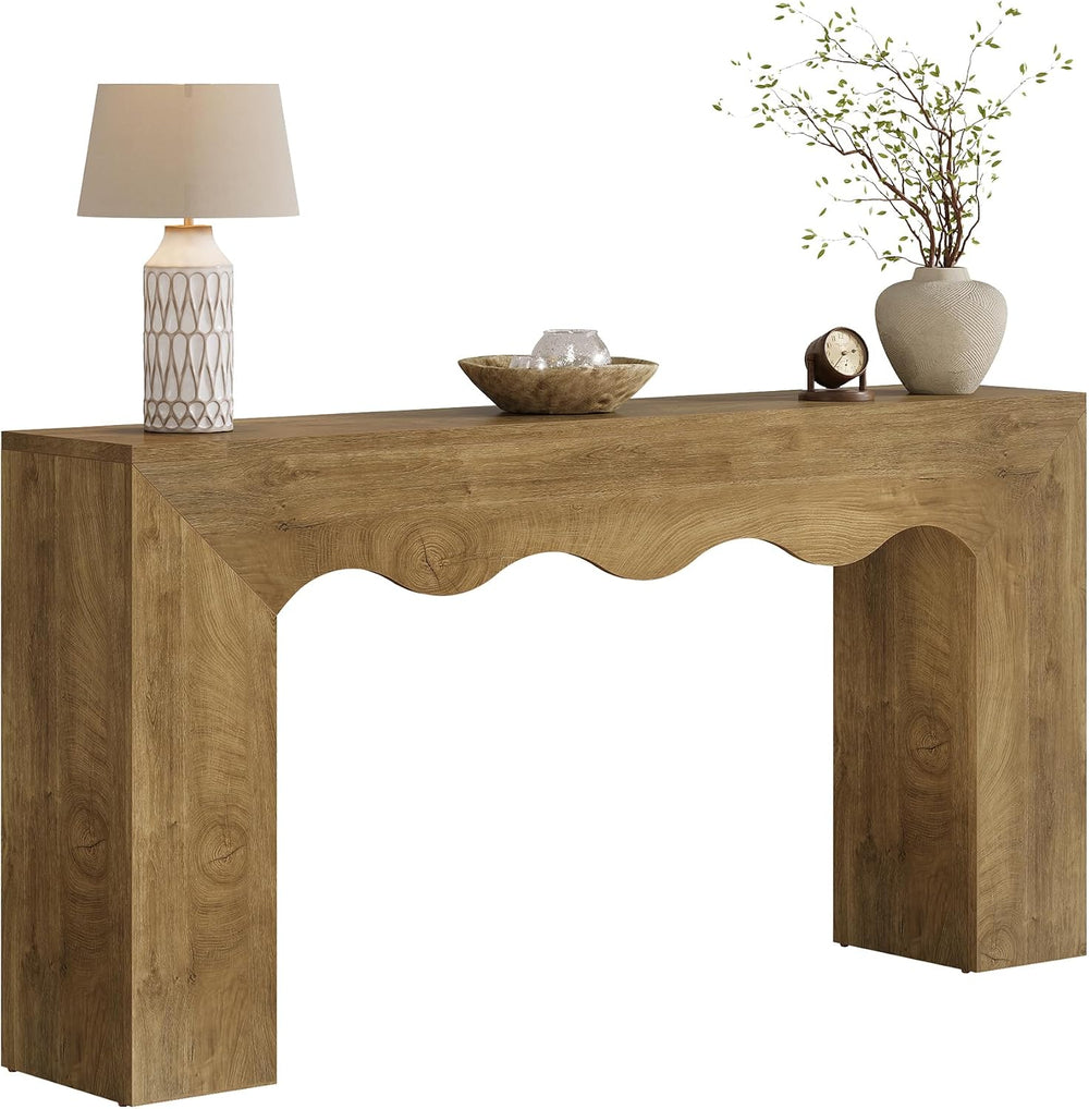 Tribesigns 63" Farmhouse Console Table, Wooden Couch Table Behind Sofa w...