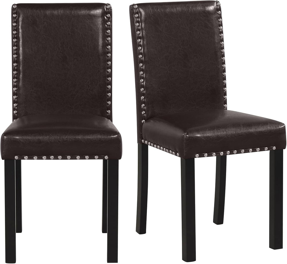GOFLAME Upholstered Dining Chairs Set of 2, Faux Leather Parsons Chairs with ...