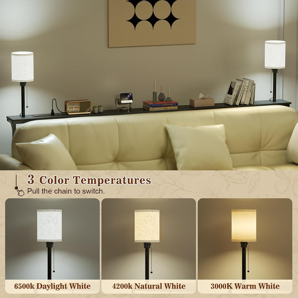 78.8" Sofa Tables Narrow Long with Lights & Charging Station - 4 AC ...