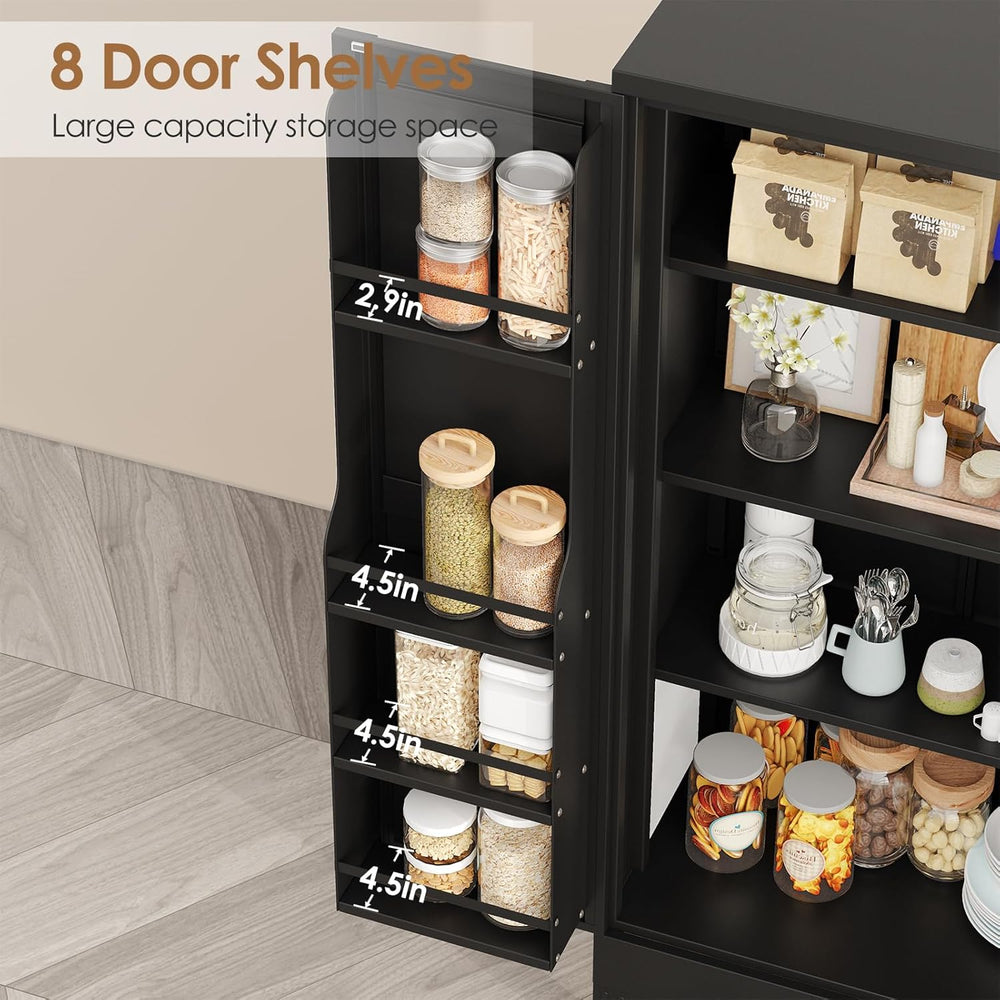PAOFIN 47" Kitchen Pantry Cabinet, Metal Storage Cabinet with 3 Adjustab...