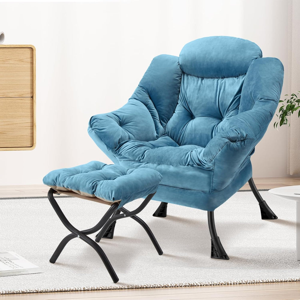 Lazy Chair with Folding Ottoman Modern Large Accent Chair,Contemporary Lounge...