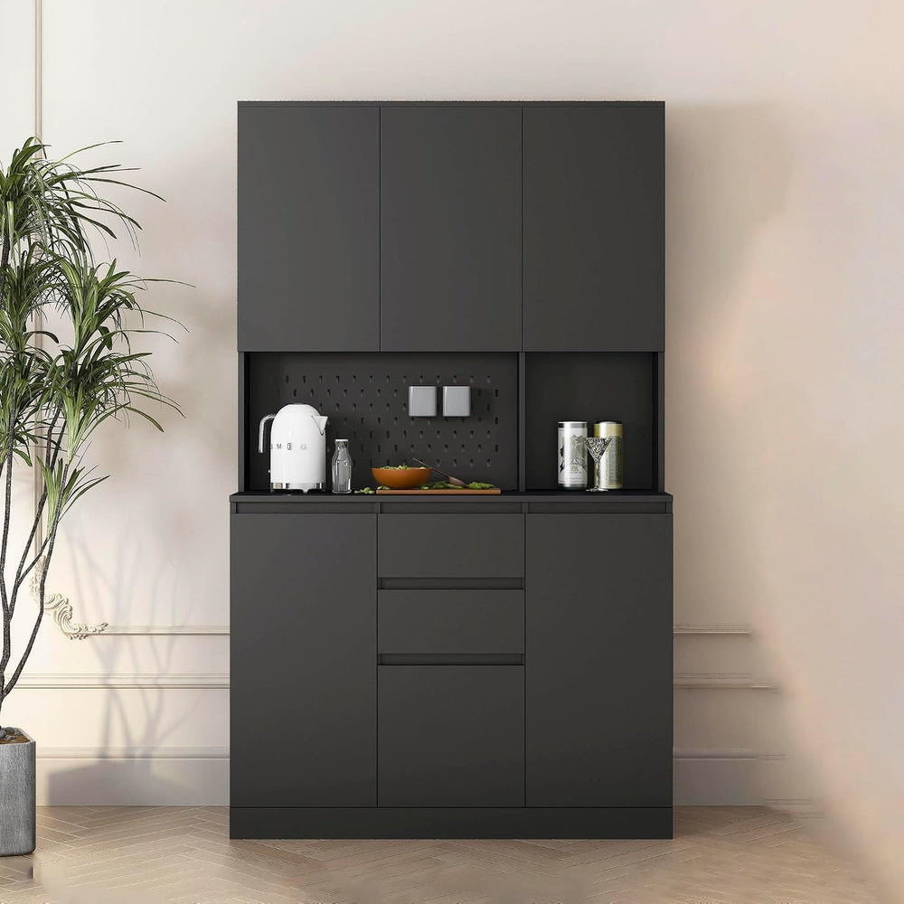 74"Kitchen Pantry Cabinet with Charging Station,Freestanding Buffet Cupb...