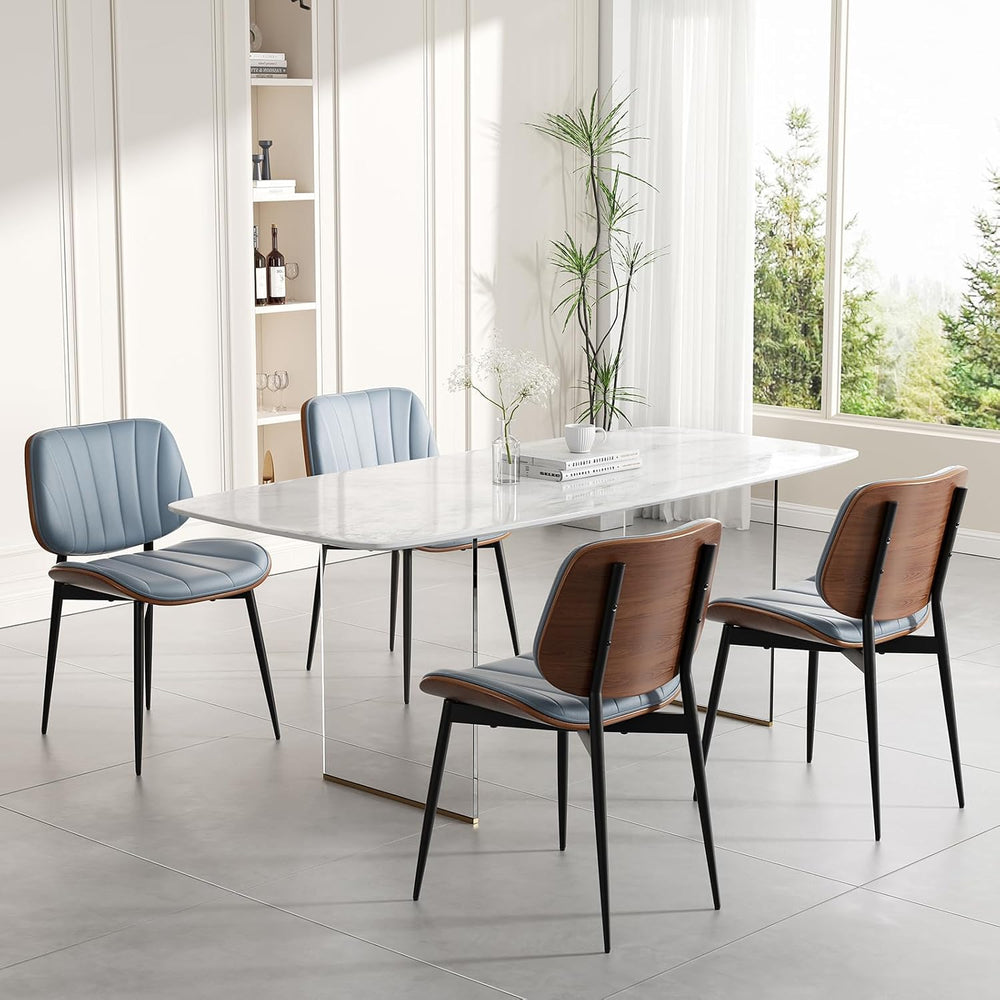Dining Chairs Set of 6, Mid Century Modern Dining Room Chairs, Upholstered Fa...
