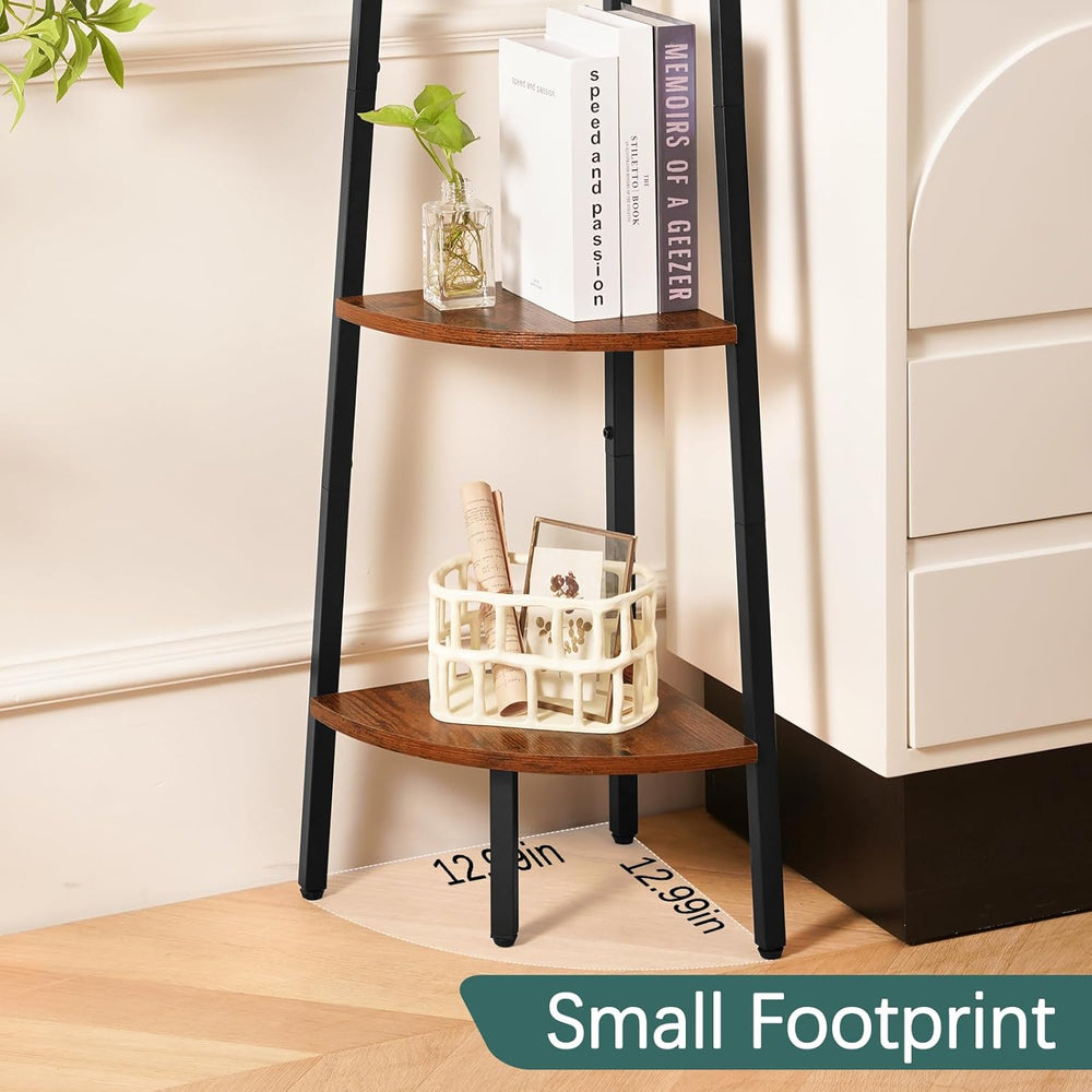 Yoobure Corner Shelf, 5-Tier Corner Bookshelf with Metal Frame & Wood Lad...