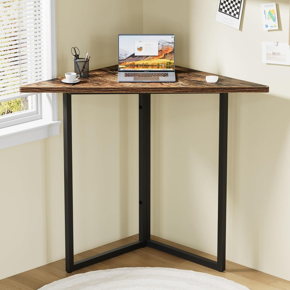 VECELO Corner Shelf, End Side Tables, Triangle Shelves with Metal Frame for S...