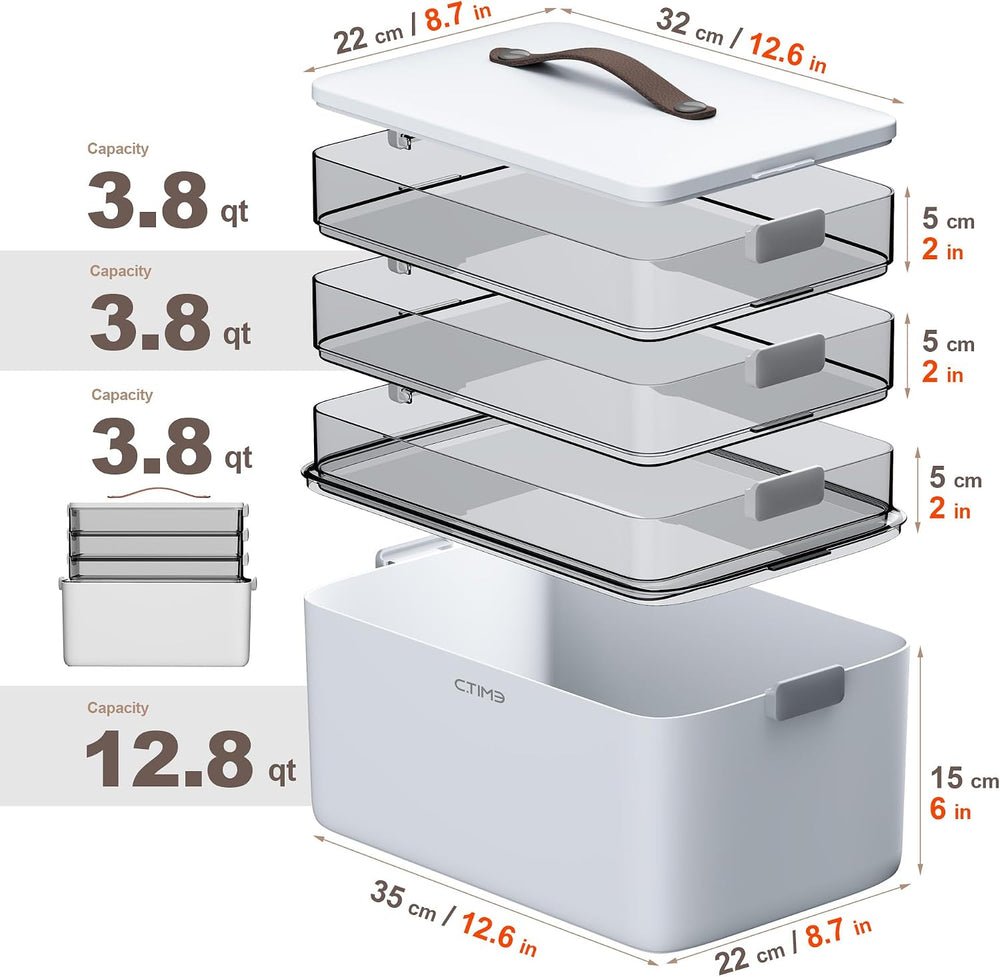 CTIME 4-Tier Medicine Organizer - Portable Medicine Cabinet with Handle