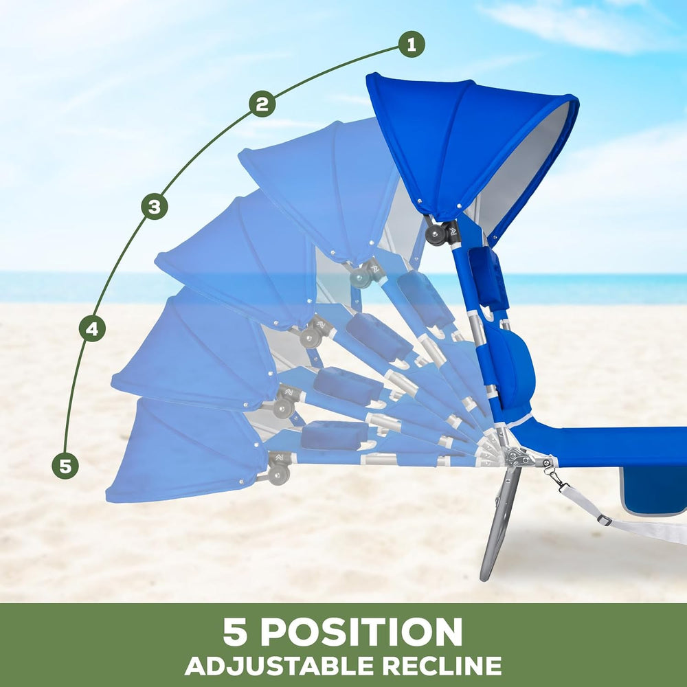 2PK Face-Down Tanning Beach Chair with UPF 50+ Canopy, Adjustable Folding Sun...