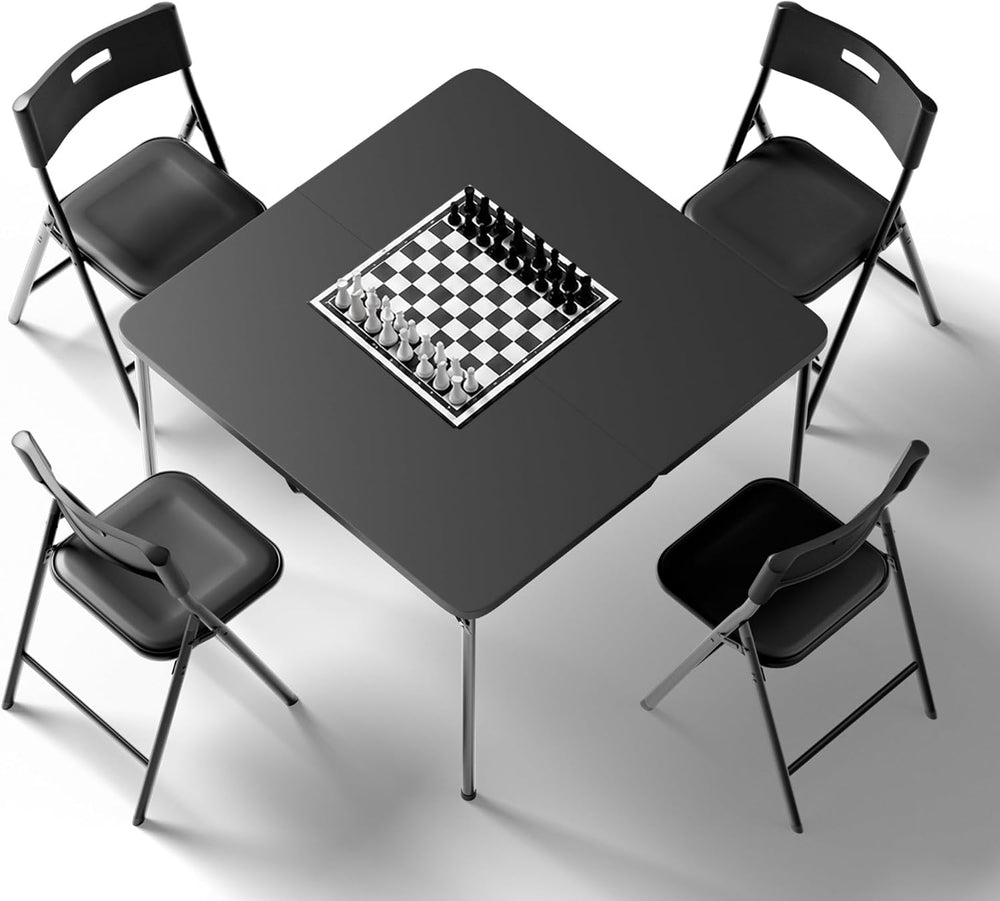 5-Piece Folding Card Table and Chairs Set, 34" Square Table with 330lbs ...
