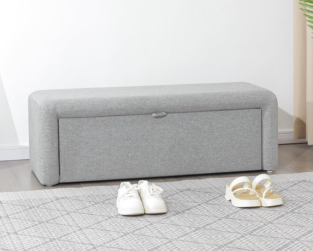 Homebeez 48" Storage Ottoman Bench with Side Opening, Large Storage Benc...