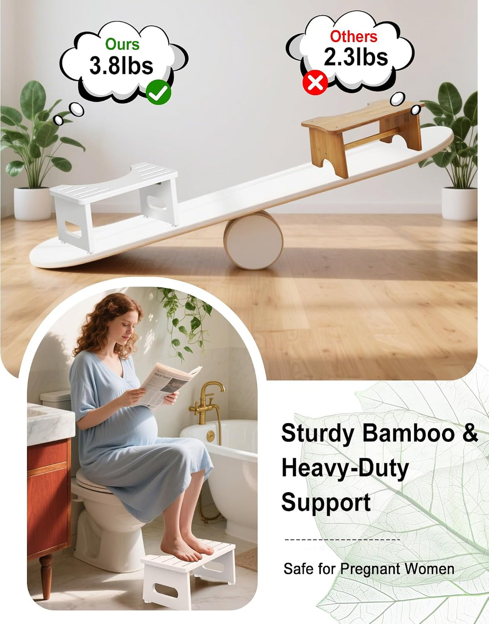 YOSE Squatting Potty for Adults, Foldable Bamboo Toilet Stool Squat Adult, No...