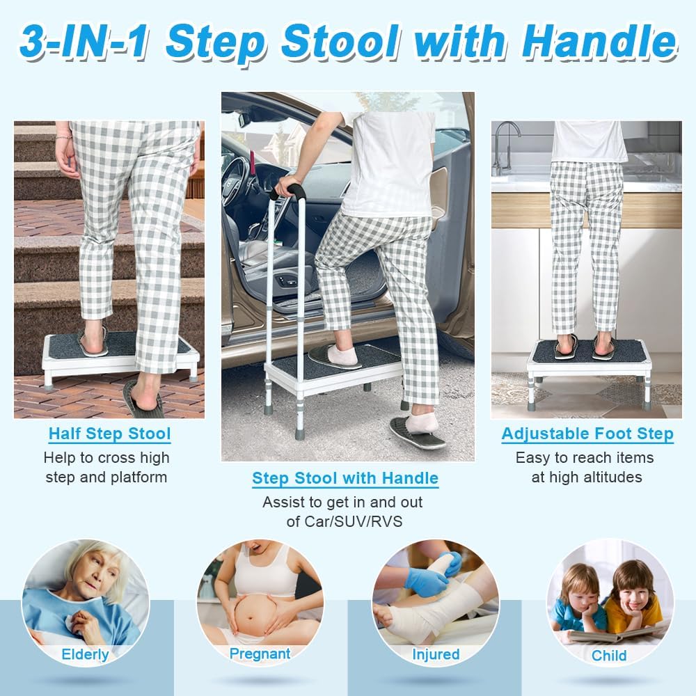 Medical Step Stool with Handle for Elderly Seniors SUV Car Steps 400lb Steppi...