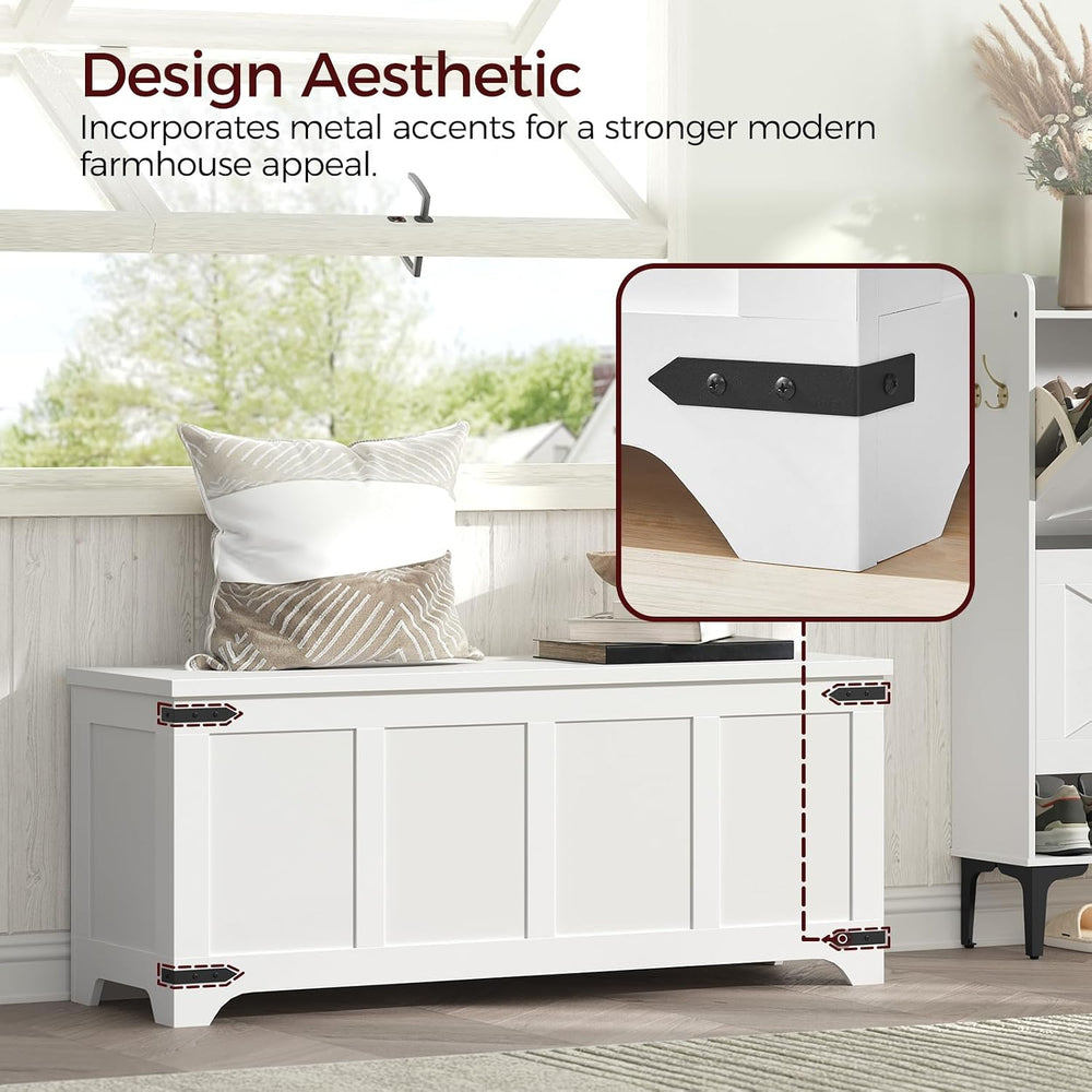 MAHANCRIS 47.2" Storage Chest Extra Large, Wooden Storage Bench with 2 S...