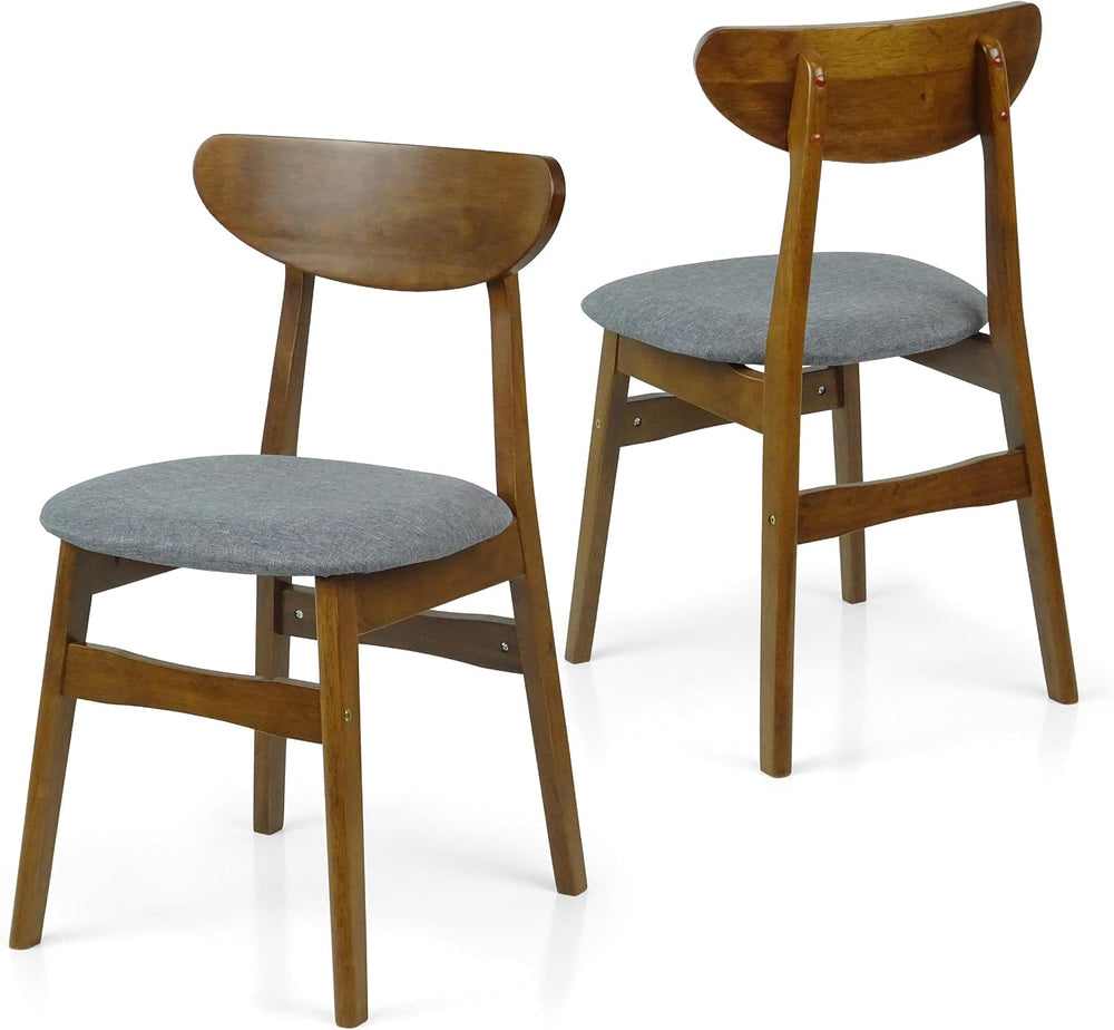 Set of 3 Dining Kitchen Round Table and 2 Yumiko Side Chairs Solid Wood w/Pad...