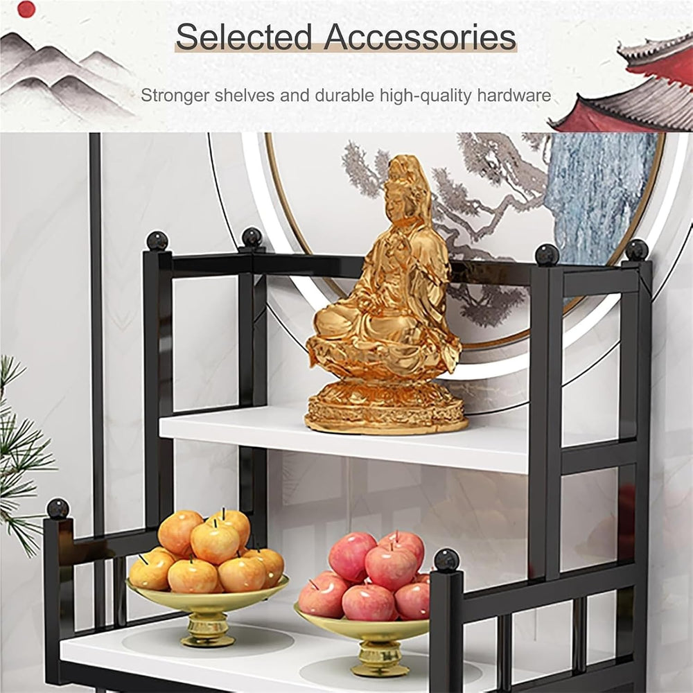 Altar Table, Multi-Tiered Buddhist Prayer Altar Cabinet for Small Spaces(Whit...