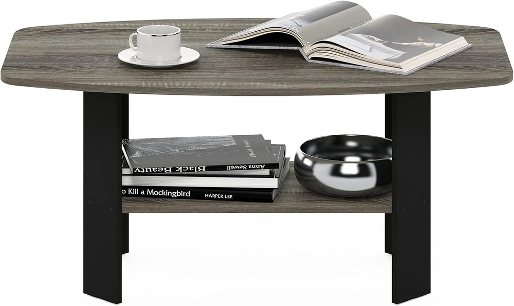 Furinno Simple Design Coffee Table, French Oak Grey/Black