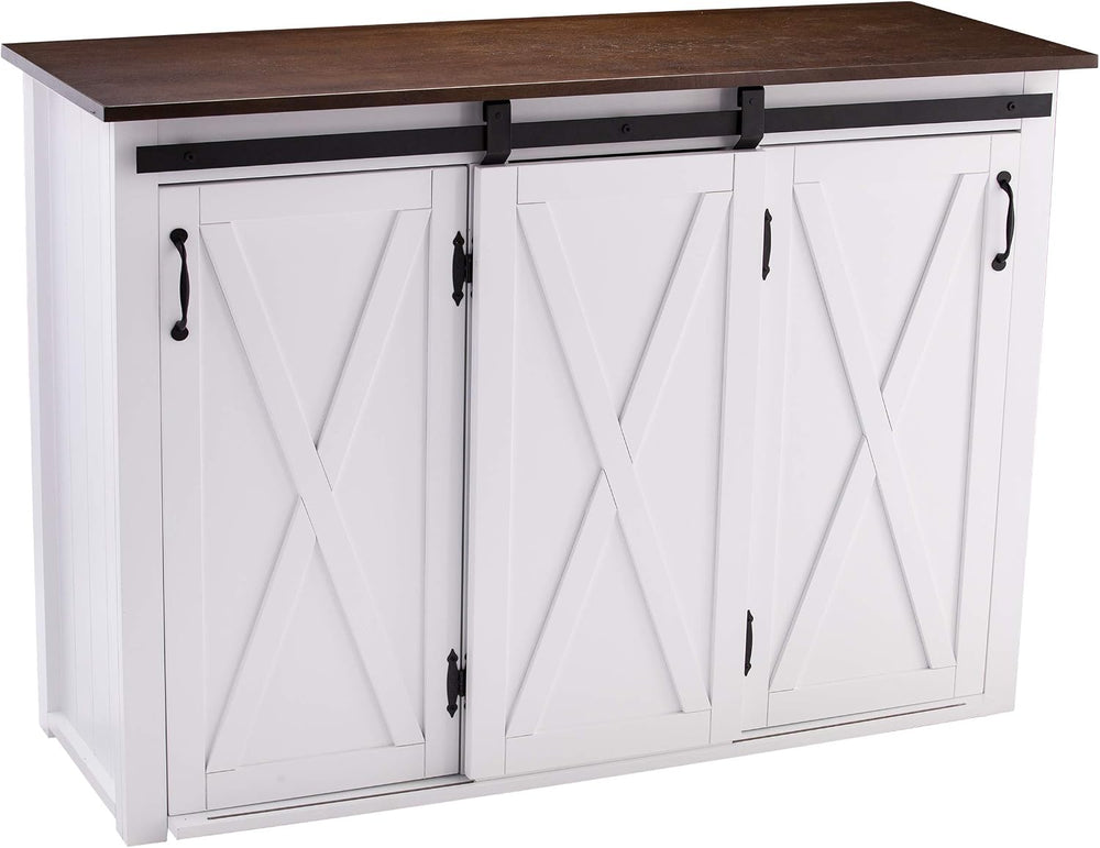 SEI Furniture - Leshire Barn-Door Kitchen Island - Transitional Design, Brown...