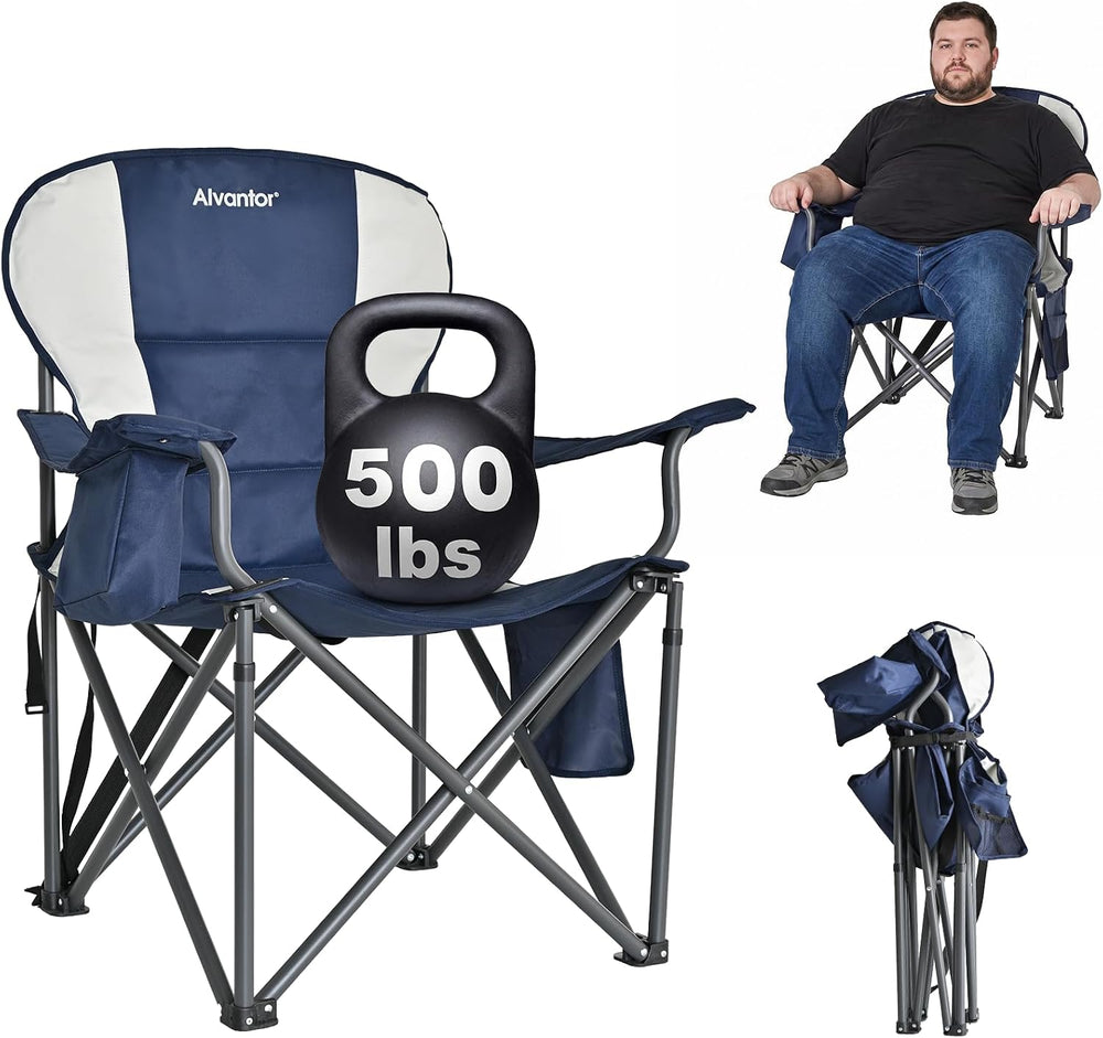 Alvantor Heavy Duty Folding Camping Chair, 500 LBS Oversized Outdoor Chair wi...
