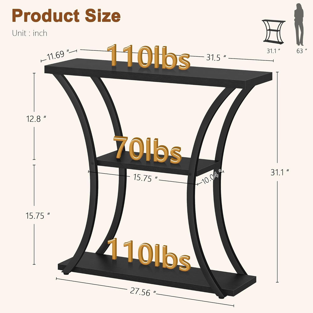 Hoctieon 3 Tier Console Table with Open Wood Shelves, Decorative Entryway Tab...
