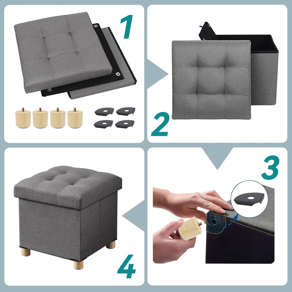 BRIAN & DANY Ottoman with Storage, Small Storage Ottoman for Dorm, Linen ...