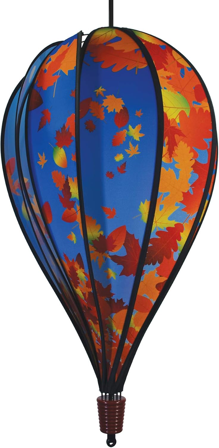 In the Breeze 0997 Fall Leaves Hot Air Balloon Spinner, 10-Panel