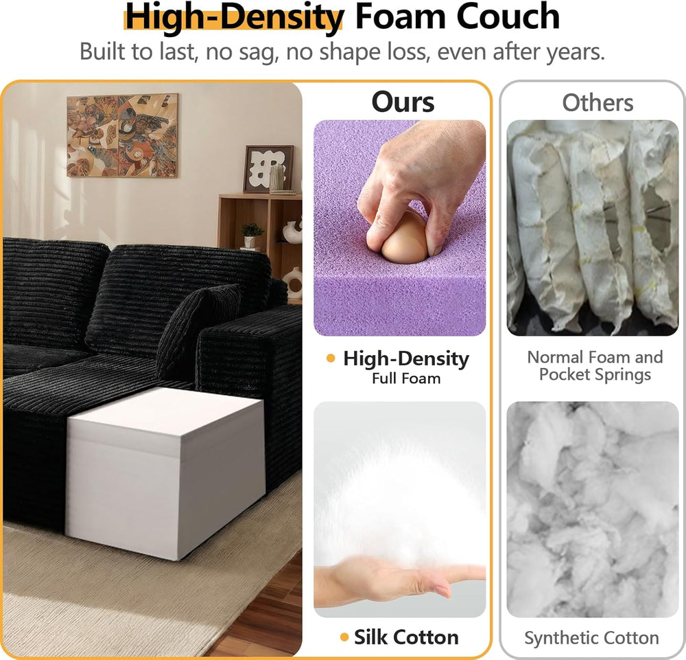 Modular L Shaped Sectional Couch, Cloud Style Sofa with Deep Seat Cushions, S...