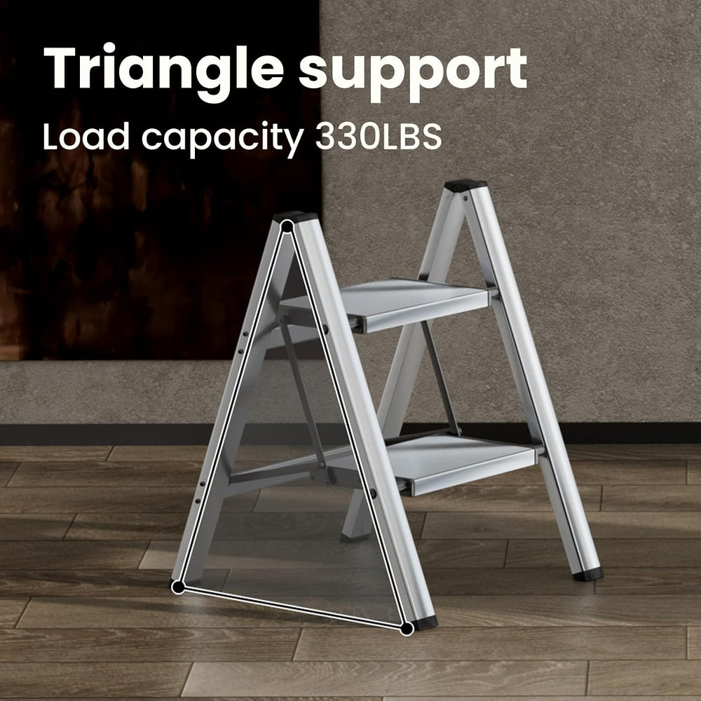 HillhutApex 2 Step Stool Foldable Ladder,Aluminum Step Ladder