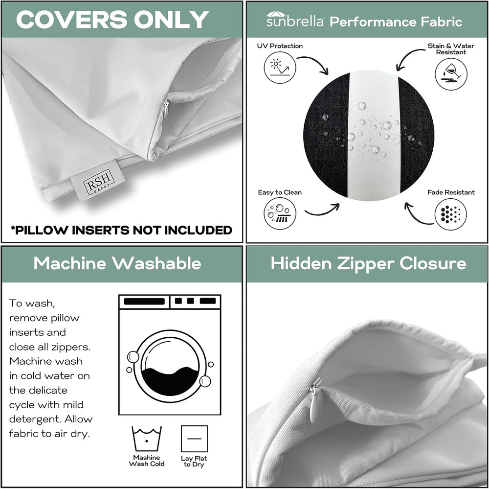 RSH DECOR: Sunbrella Pillow Covers Set of 4 | Covers Only - 20" x 20&quo...