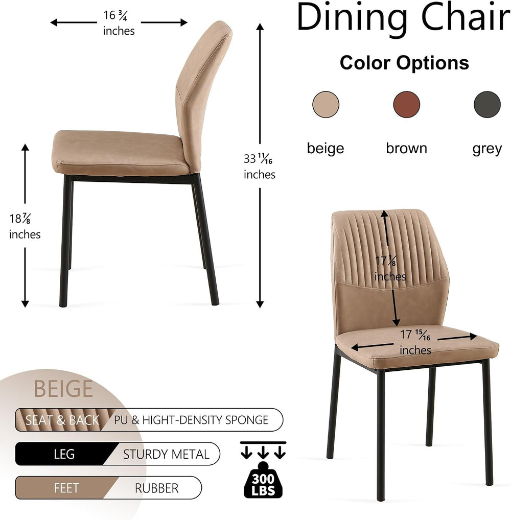 Comfortable Dining Chairs Set of 4 Upholstered Faux Leather Cushion Seat | Er...