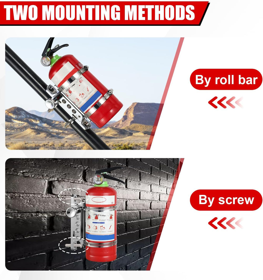 Chrome Quick Release Roll Bar Fire Extinguisher Mount Compatible with for Jee...