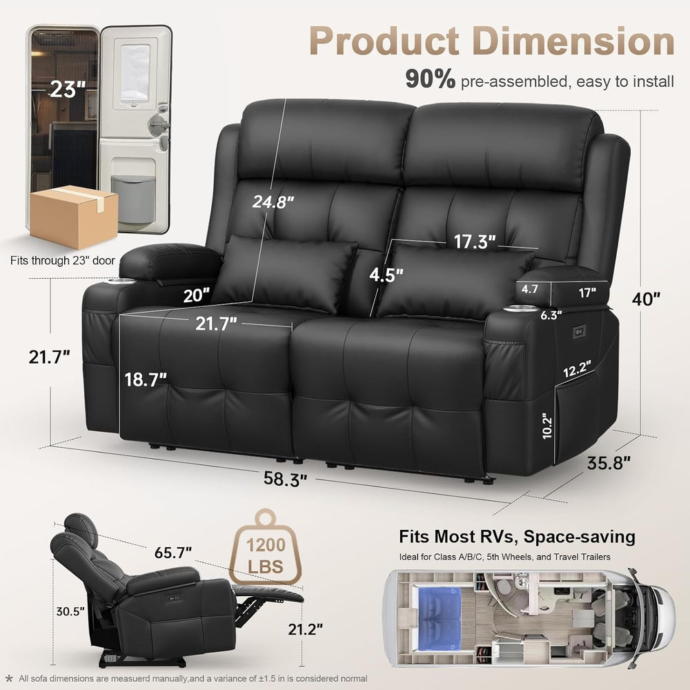 Power Reclining Loveseat with Massage & Heat,Wall Hugger Loveseat Recline...