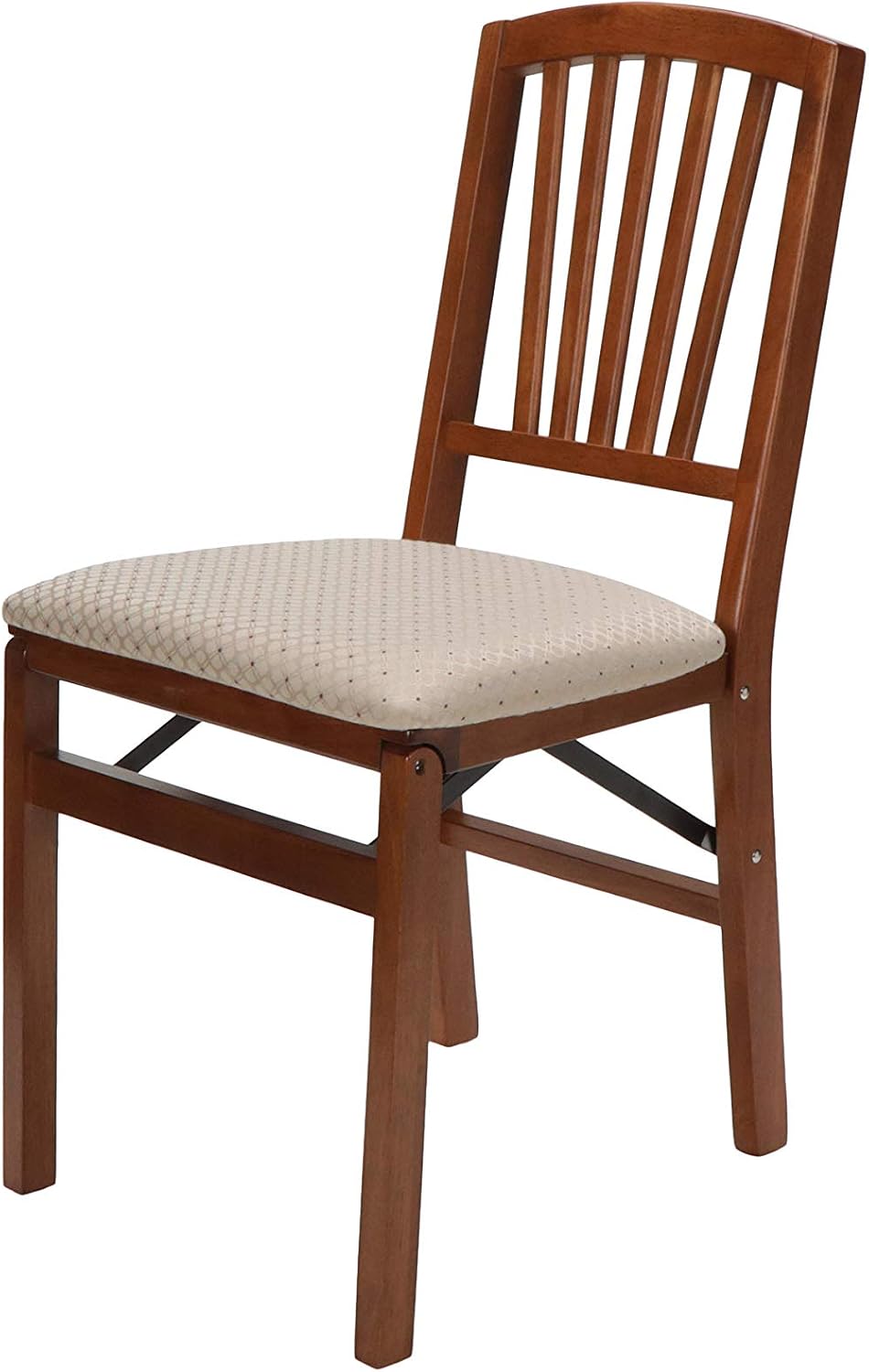 Stakmore Slat Back Wooden Folding Chairs with Padded Seats, Set of 2 - No Ass...