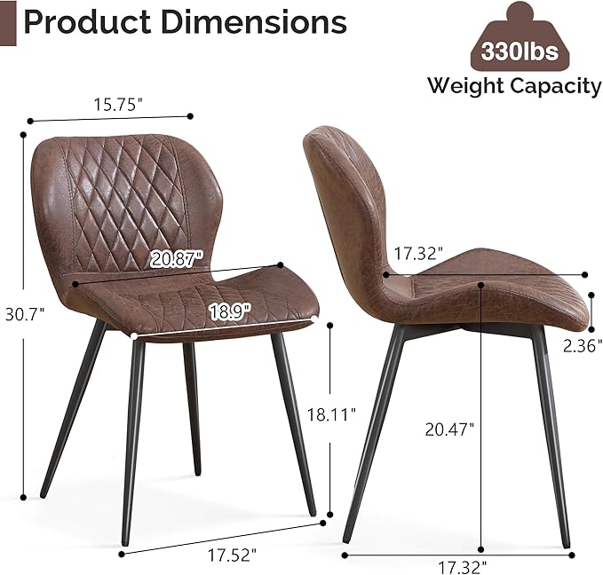Dining Chair, Comfy Modern Dining Chairs with Thick Cushions, Upholstered Fab...