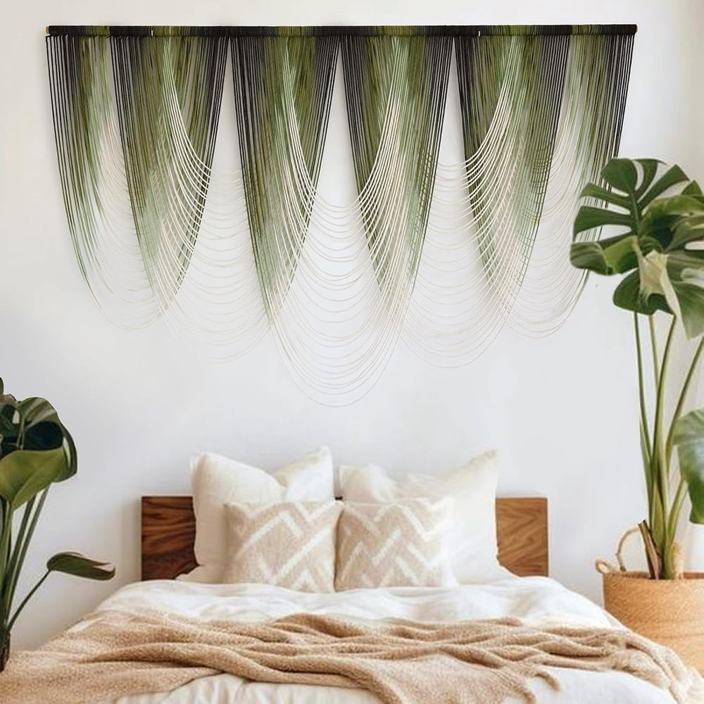Macrame Wall Hanging Dip-Dyed Green Fiber Art Boho Wall Decor 57" W*41&q...