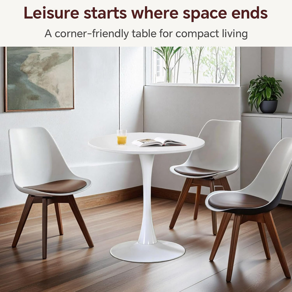 27.5" Tulip Round Dining Table with Metal Pedestal White | Mid-Century M...