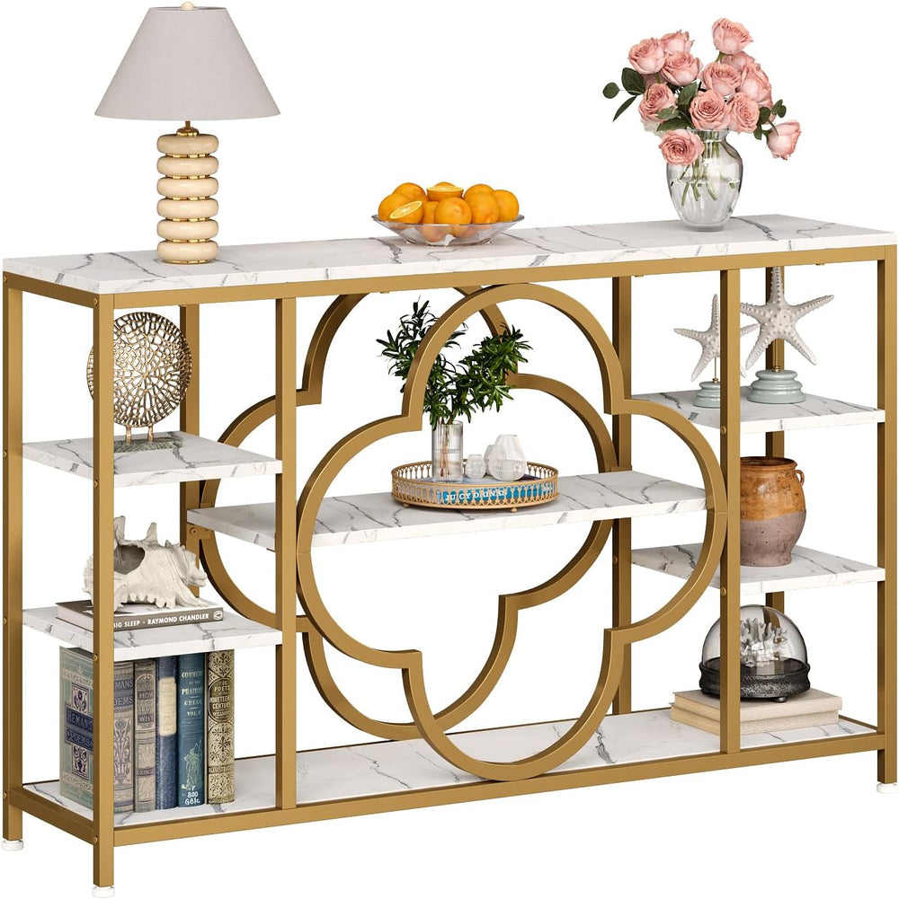 GiftGo 47" Industrial Console Tables for Entryway Rustic Sofa Table Behi...