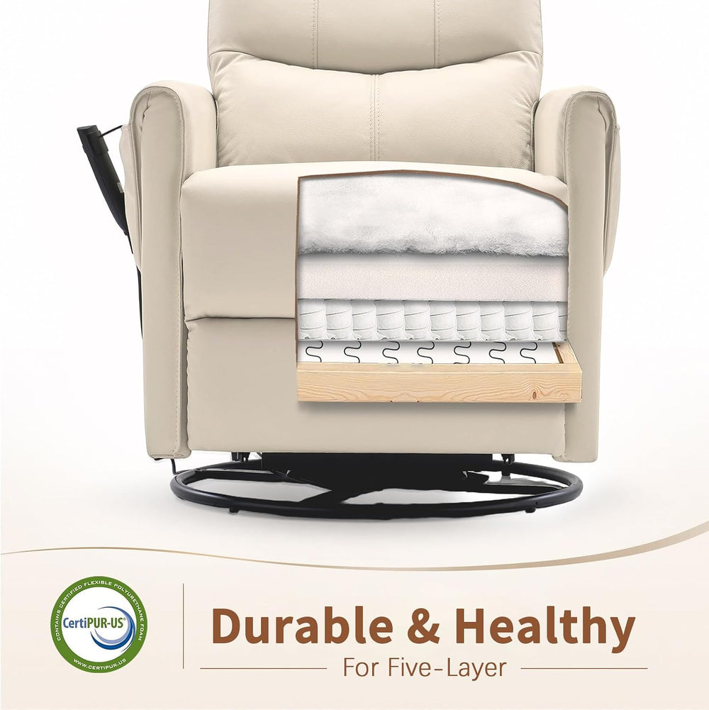 AIRSKY Genuine Leather Power Swivel Rocking Recliner Chair for Adults | Recli...