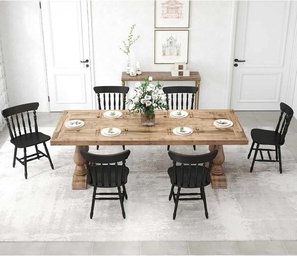 chairus Vintage Black Dining Chairs Set of 6, Farmhouse Windsor Wooden Dining...