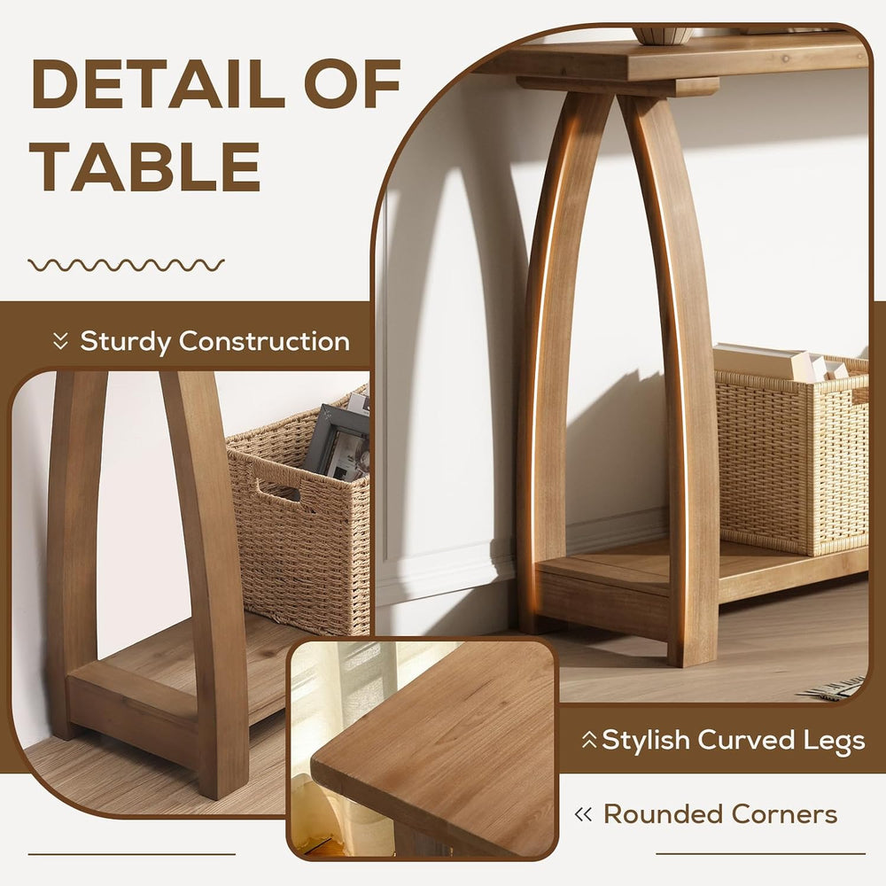 HOKYHOKY Solid Wood Console Table, 63" Long Farmhouse Entryway Tables Na...
