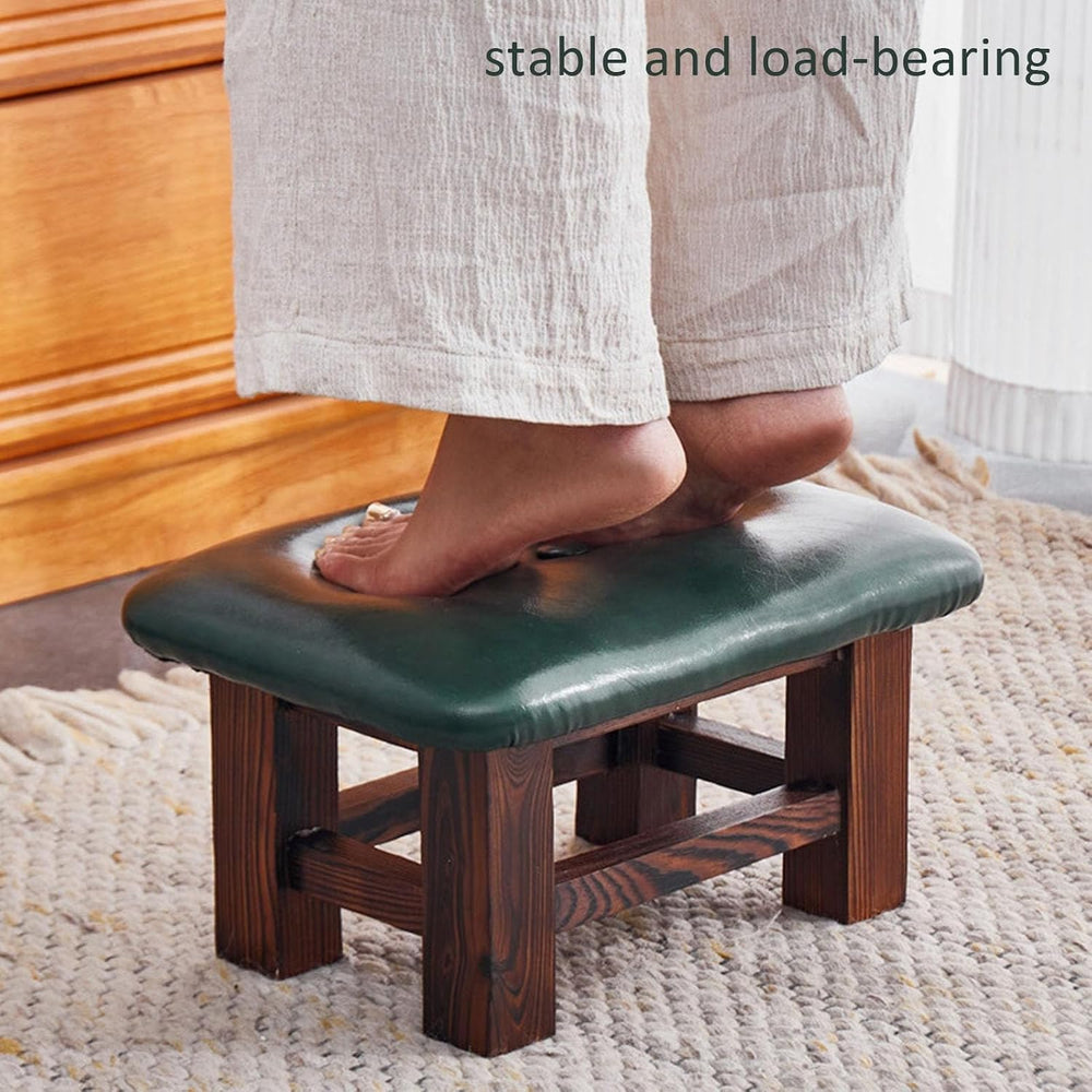 Footstool Ottoman - Small Rectangular Step Stool with Non-Slip Soft Padding f...