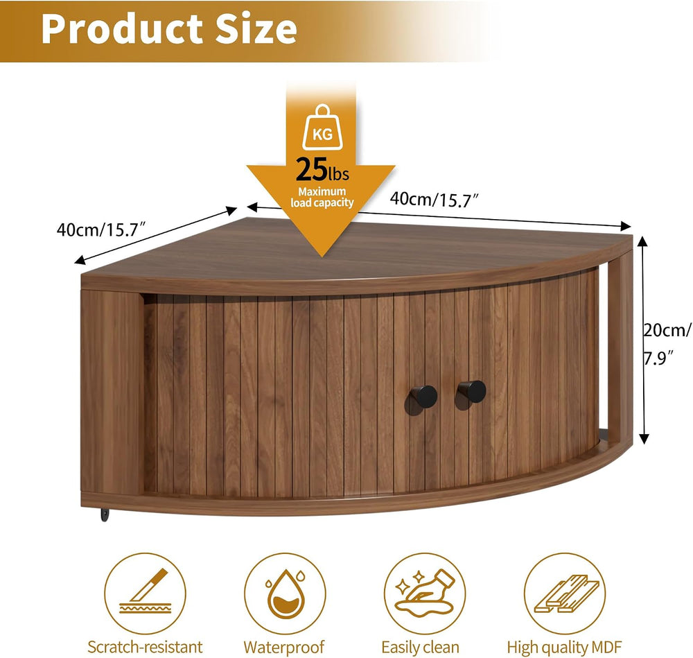 Corner Shelves Wall Cabinet Set of 3, Floating Corner Shelf Organizer with Sl...
