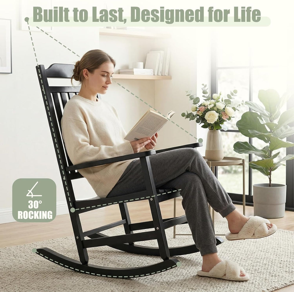 Outdoor Rocking Chairs Set of 2 with Outdoor Side Table, Oversized Ergonomic ...