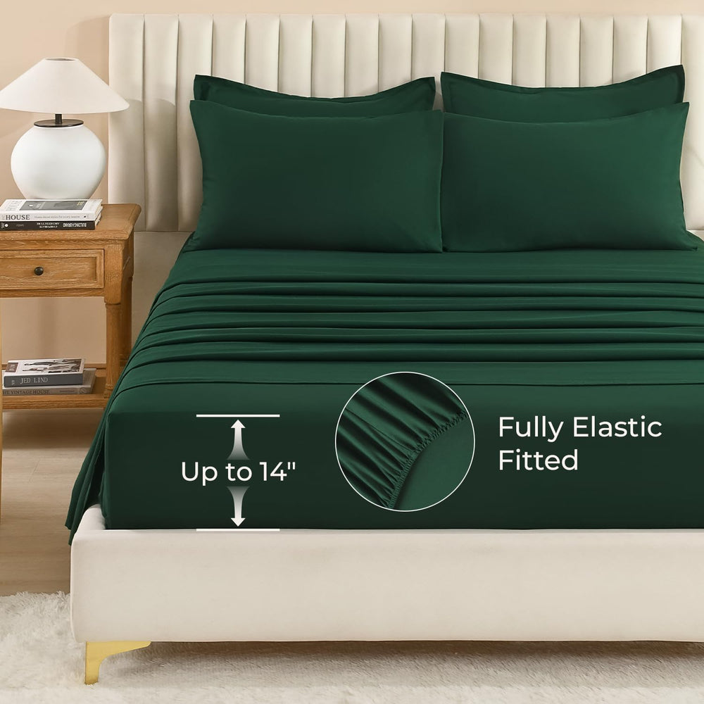 Litanika King Comforter Set with Sheets - 7 Pieces Solid Bed in a Bag