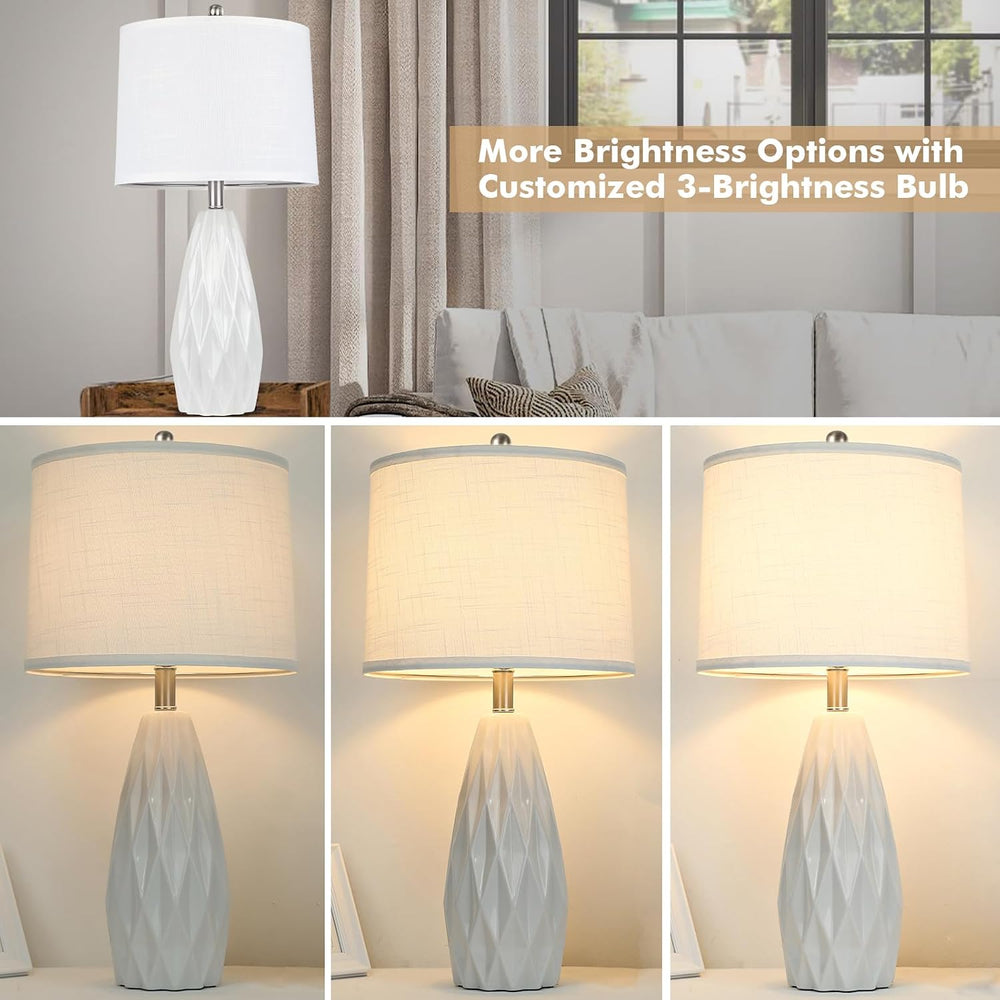 25'' Table Lamp White Table Lamps Modern Ceramic Lamps for Night Stan...