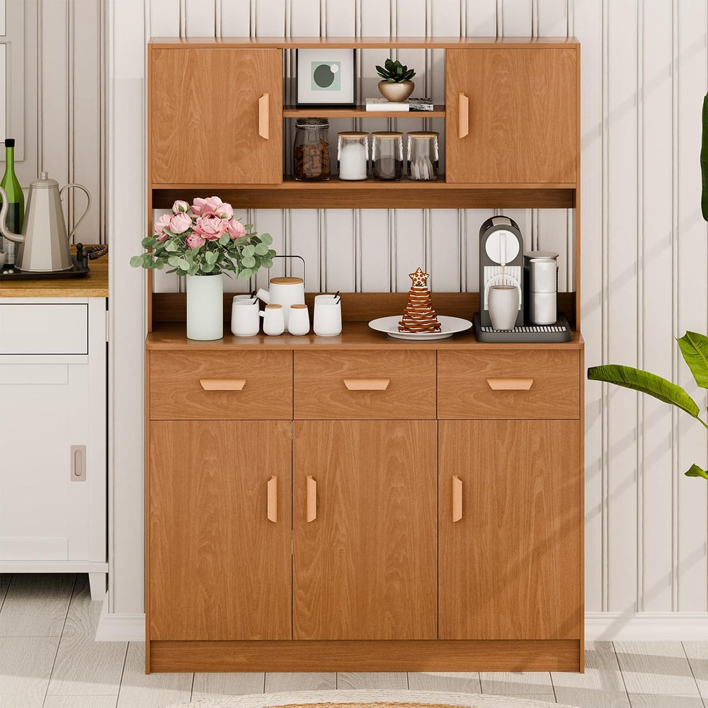 Talent Star Pantry Cabinets for Kitchen Storage, Freestanding Hutch Cabinet w...