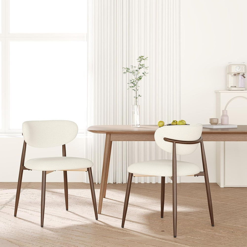 MALOL Upholstered Curved Back Dining Chairs Set of 6, Beige