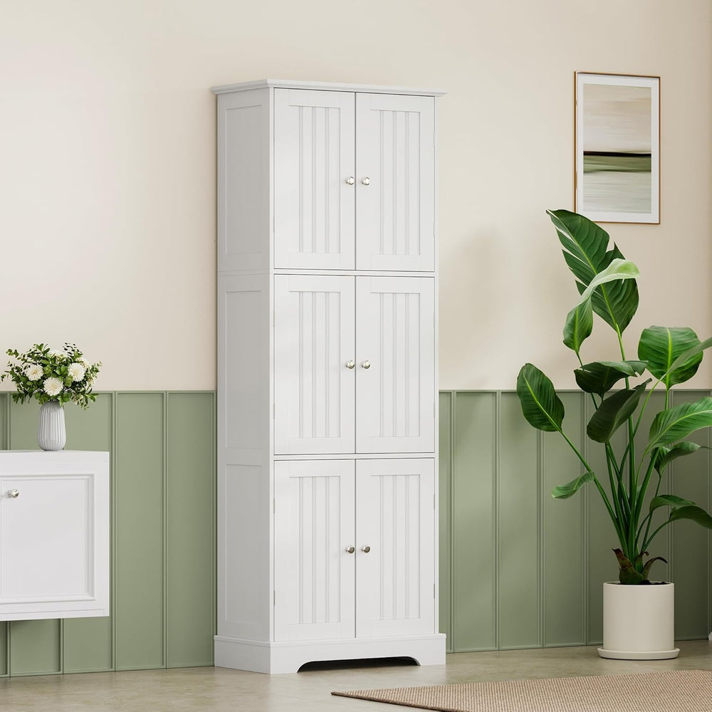 ChooChoo 63.2" Tall Bathroom Storage Cabinet with 6 Doors | Freestanding...